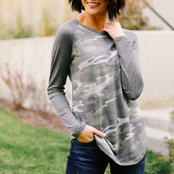 Over and Out Camo Raglan Top - Picture 2 of 8